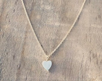 White Howlite Heart Charm Gold Filled Necklace
