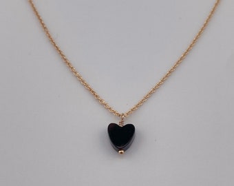 Black Onyx Heart Gold Filled Necklace