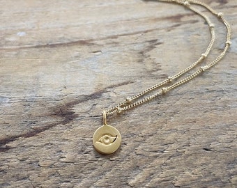 Vermeil Evil Eye Charm Gold Filled Necklace