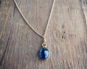 Blue Gemstone Gold Filled Pendant Necklace