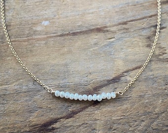 Pearl Gold Filled Bar Necklace
