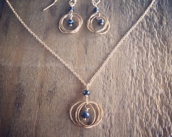 Grey Spinel Gold Filled Circle Necklace