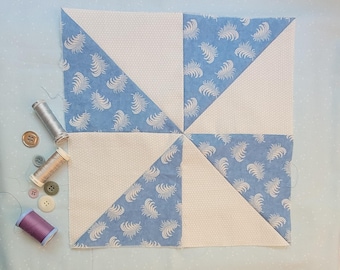 Pinwheel Quilt Block Pattern PDF - Beginner Level - Easy- Learn to quilt!
