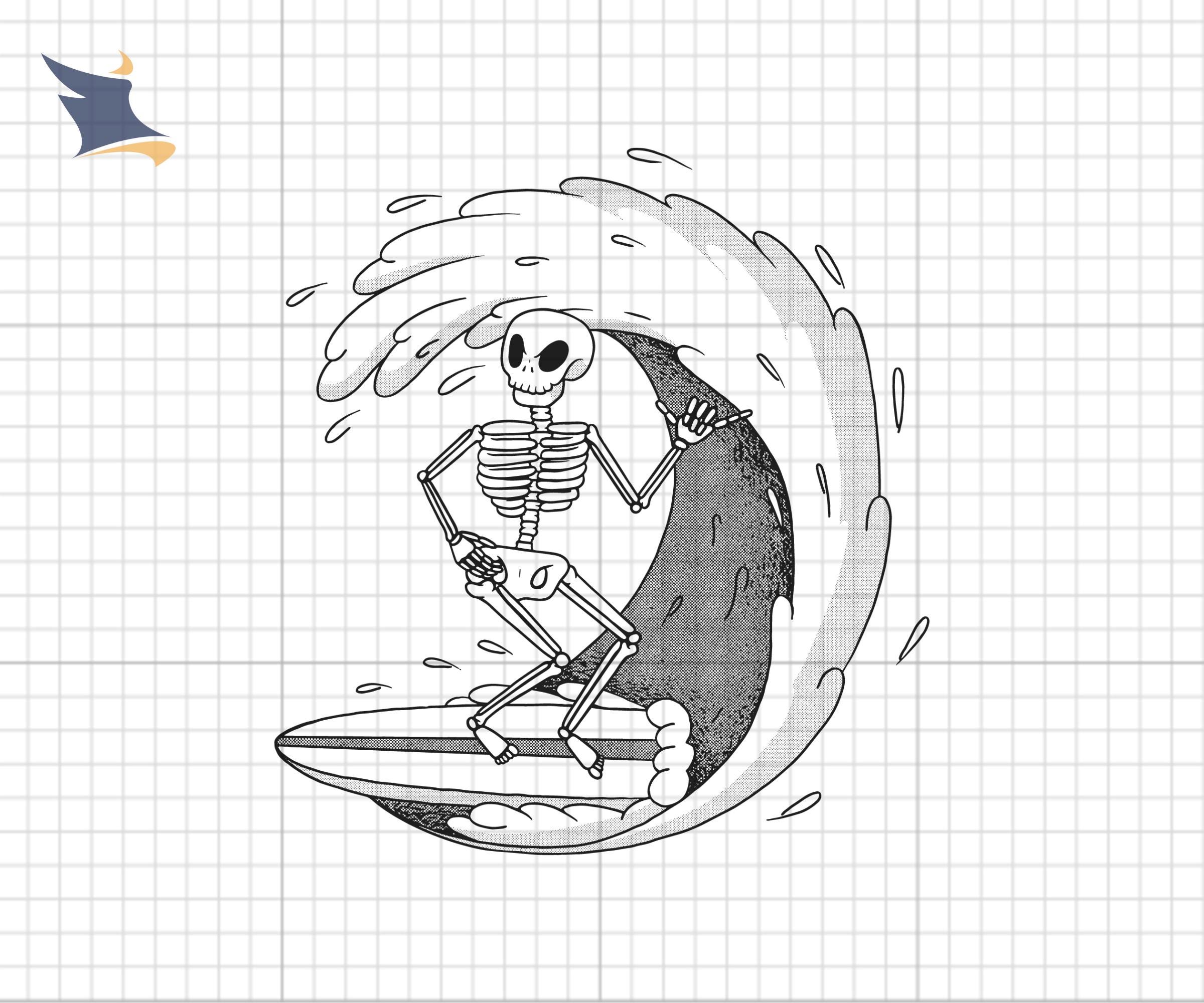 Skeleton Surfing Svg, Funny Surfer Clipart, Summer Svg, Surf Clipart ...