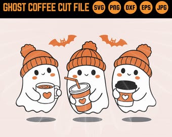 Ghost Coffee SVG: Pumpkin Spice Halloween Cut File (Digital Download)