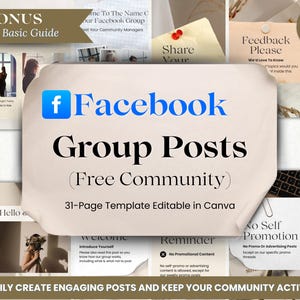 Facebook Group Posts Template: 31 Editable Canva Designs (Digital Download)