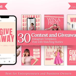 Contest Giveaway Templates: Editable Canva Social Media Posts (Digital Download)