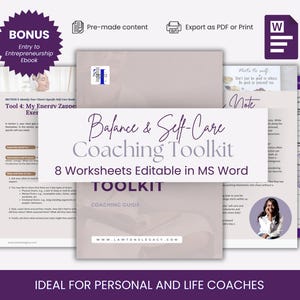 Balance and Self-Care Coaching Toolkit, Done For You Coaching Templates, Worksheet, Workbook, Coaching Exercises, Coaching Bundle