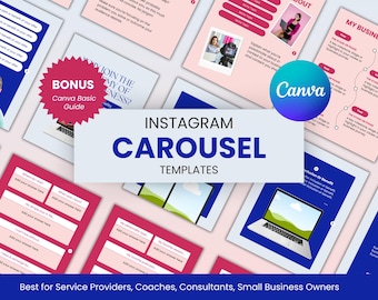 Instagram Carousel Templates: Social Media Canva Design (54 Slides)