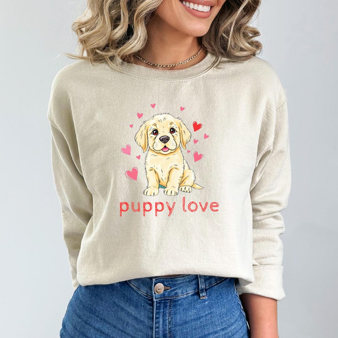 Golden Retriever Puppy Love Sweatshirt, Dog Lover Gift, Cozy Pet Owner ...
