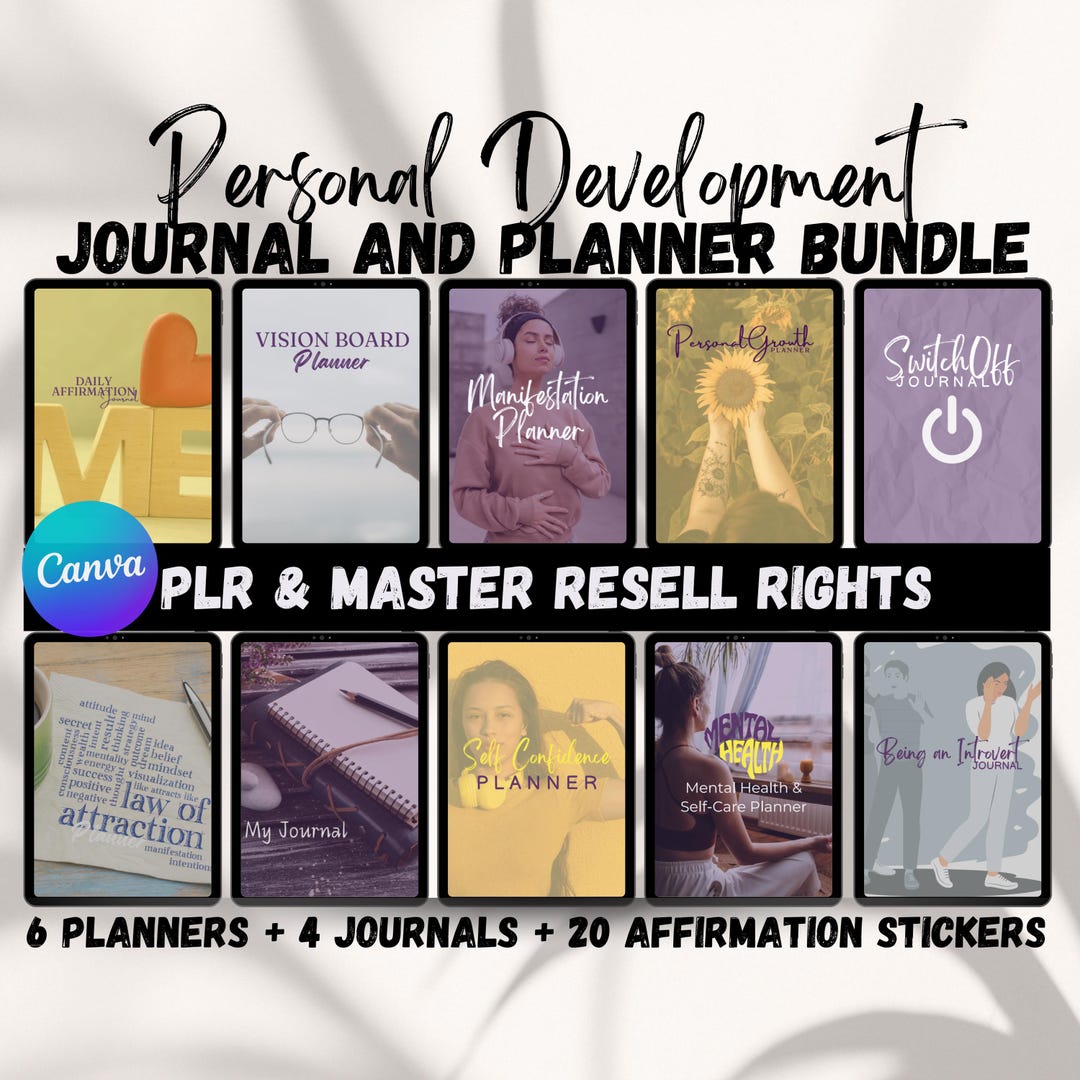 Personal Development Planner and Journal Bundle - PLR & MRR - 6 ...