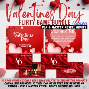 Bundel met flirterige spellen voor Valentijnsdag | Leuke romantische spelletjes voor stellen | PLR- en MRR-rechten inbegrepen | Bewerkbare canvassjabloon | Afdrukbaar
