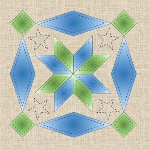 インディアナ州キルトブロックパターン：12インチ×12インチ PDF