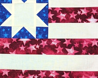 New York State Quilt Block Pattern: Star & Flag (PDF Pattern)
