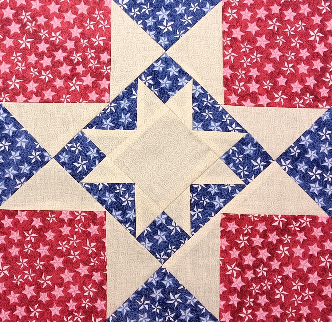 Rhode Island Quilt 12" Block Pattern • PDF Download • Center Star On ...