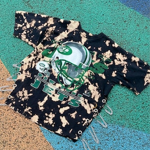 Reworked New York Jets Shirt, Authentic Vintage NFL Shirt, Vintage Jets, Gifts for Football Fans, Game Day Fit, Bleached Shirt with Chains