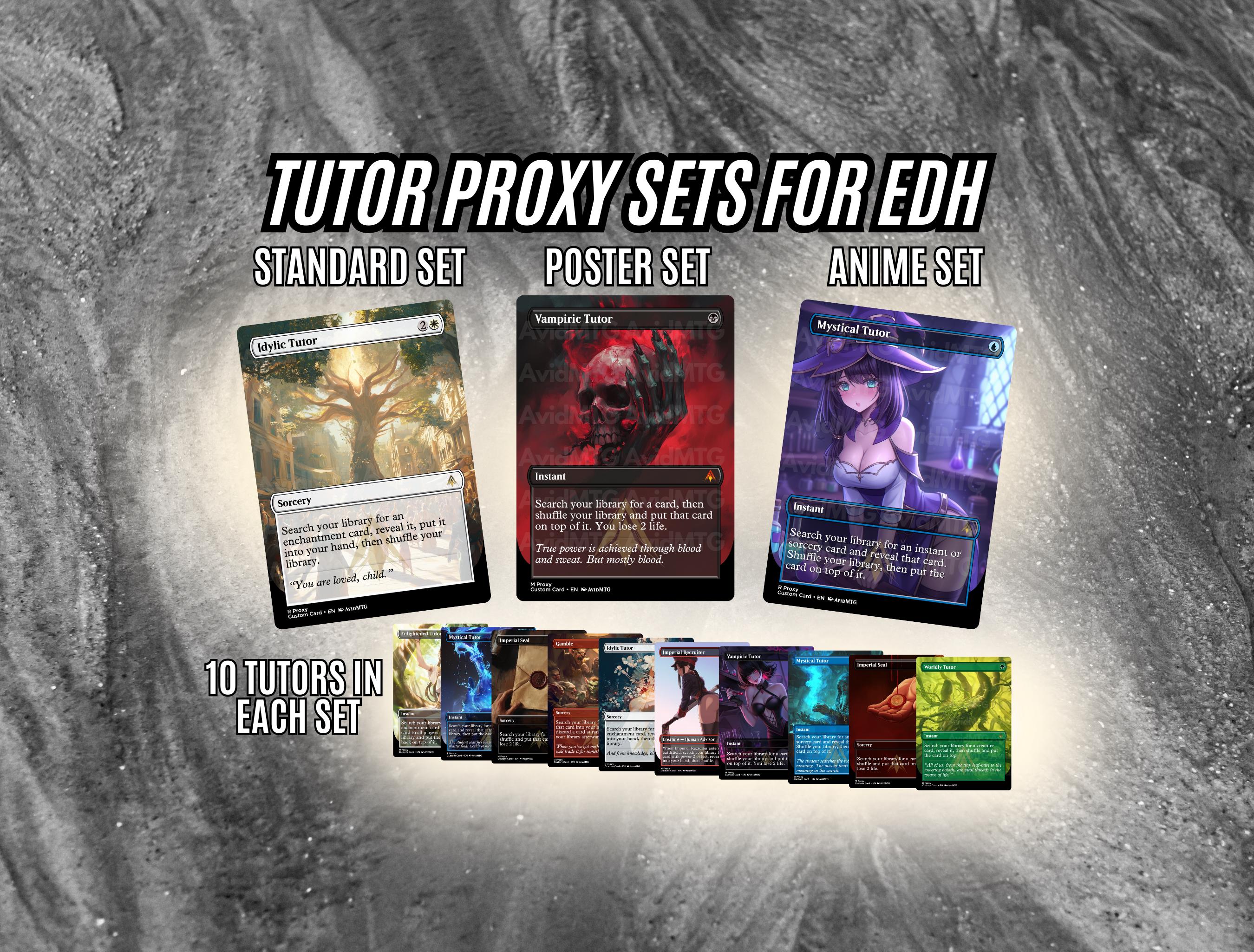 EDH Tutor Proxy Set - 10 Card Bundle - Anime / Poster / Standard Arts - Proxy Cards for EDH/CEDH - High Quality Custom Cards