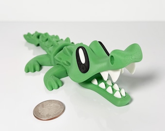Crocodile 3D printed figure - articulated, flexi, fidget, decoration
