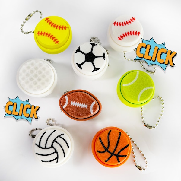 Sports Balls 3D printed clickers - mechanical, fidget, clicky, stress relief