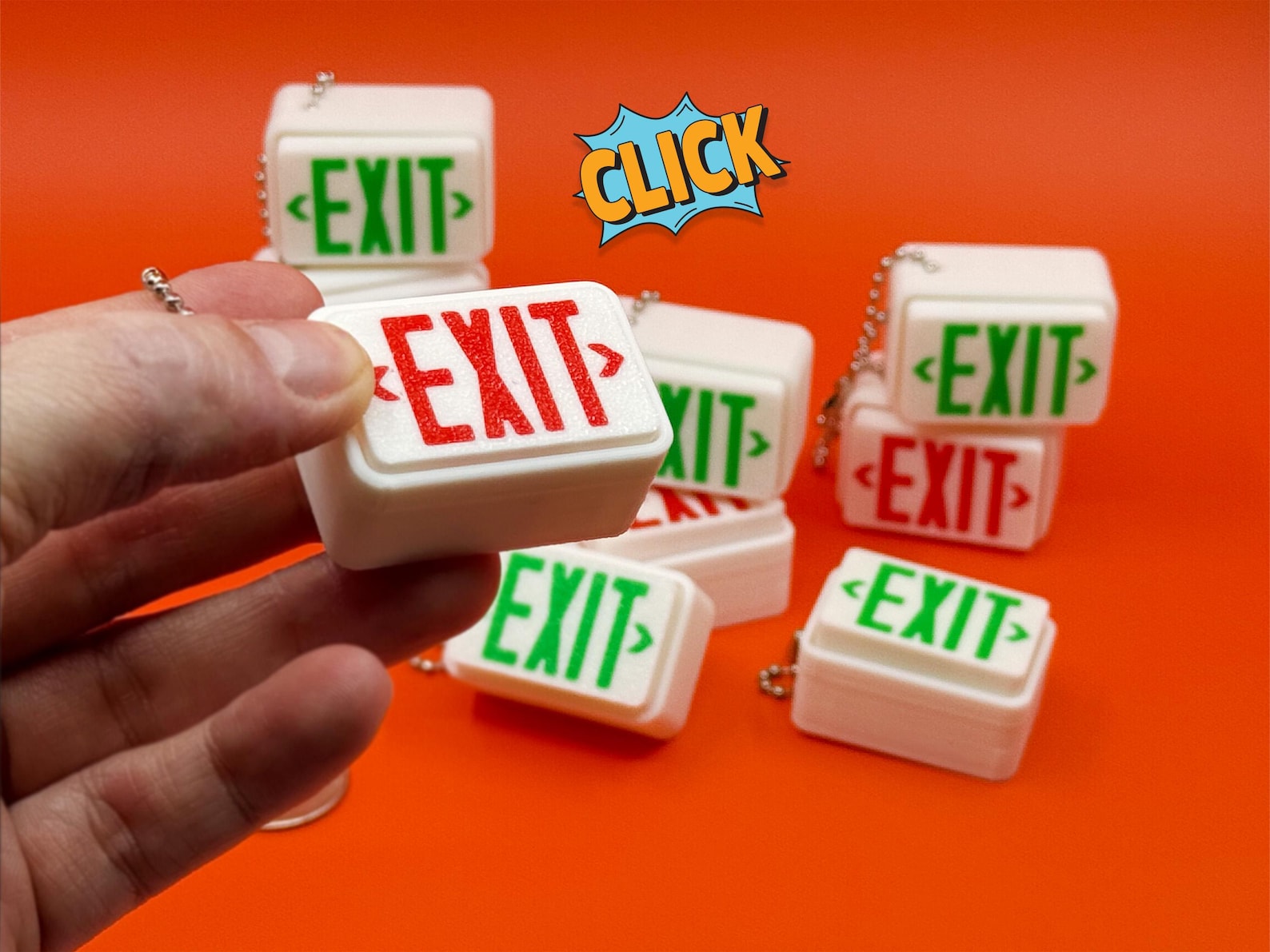 Exit Click Exit Sign 3D Printed Clickers - Mechanical, Fidget, Clicky, Stress ...