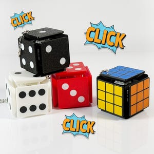 Rubik's Cube and Dice 3D printed clickers - mechanical, fidget, clicky, stress relief