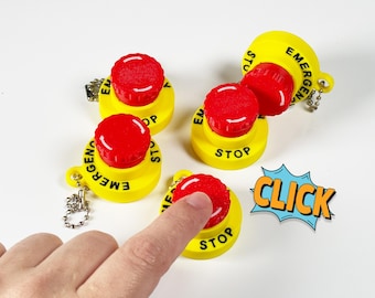 Emergency Stop 3D printed clickers - mechanical, fidget, clicky, stress relief