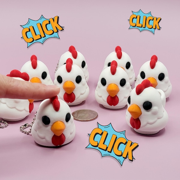 Chicken 3D printed clicker heads - mechanical, fidget, clicky, stress relief
