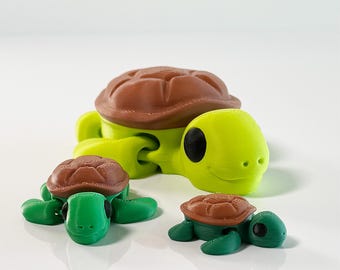 Sea Turtle 3D printed figure - articulated, flexi, fidget, decoration