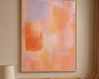 Peach & Orange Abstract Art Print | Soft Pastel Minimalist Wall Art | Modern 3:4 Vertical Decor
