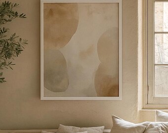 Abstract Wall Art Print | Soft Neutral Beige & Stone | Organic Minimalist Decor | Textured 3:4 Vertical