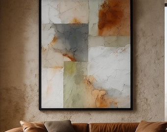 Framed Neutral Abstract Wall Art | Warm Earth Tones | Textured Minimalist Decor | Premium Wood Frame | 3:4 Vertical