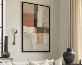 Neutraler geometrischer abstrakter Kunstdruck | Strukturierte moderne Wand-Dekor | Minimales Kunst Kunstwerk | 3:4