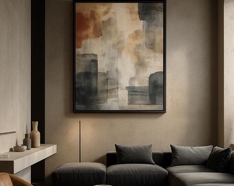 Neutral Abstract Wall Art Print | Modern Organic Shape Art | Textured Stone & Earth Tones | Minimalist Wall Decor | 3:4 Vertical