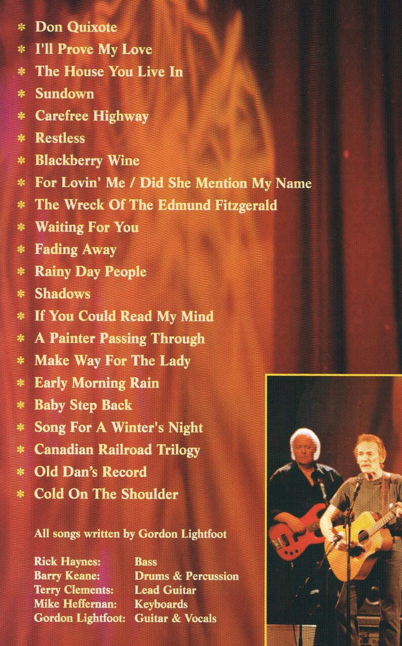 Gordon Lightfoot, Live Concert, DVD, Greatest Hits, 83 Min, Extras ...