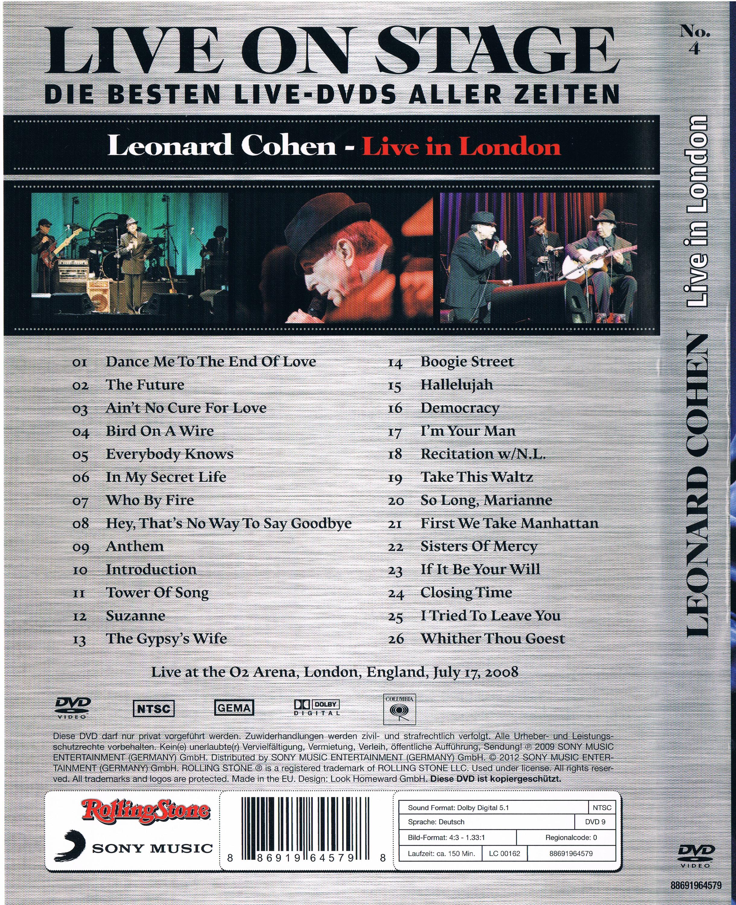 cd leonard cohen live in london