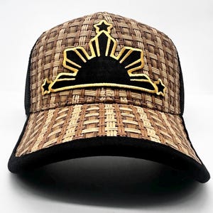 Cappello da baseball SnapBack con 3 stelle e raggi solari, tessuto filippino Banig