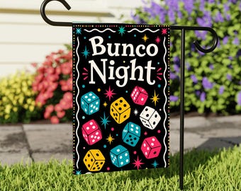 Colorful Bunco Night Garden Flag, Retro Dice Game Outdoor Sign
