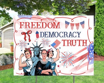 Patriotic Yard Sign, Freedom Democracy Truth Yard Banner, Political Statement Flag, Political Home Decoration, Welcome Banner