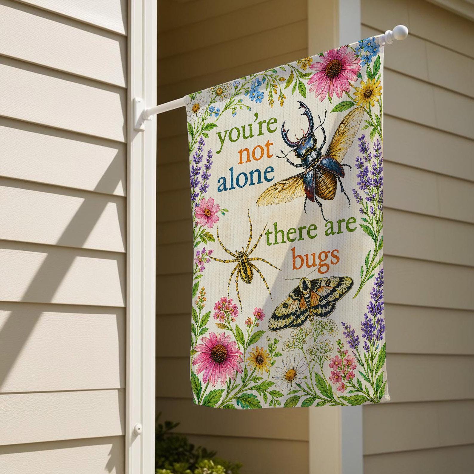 Fly Insect Flag You’re Not Alone There Are Bugs Garden Flag, Funny Insect Moth Beetle ...