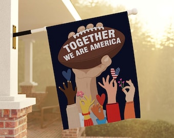 Together We Are America Garden Flag , Love Over Hate Outdoor Decor