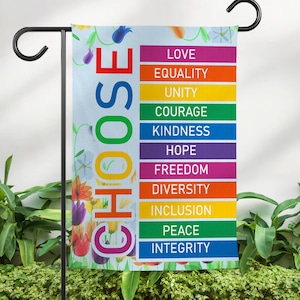 Garden Banner, Kindness and Equality Rights Activists Garden Flag, Outdoor Decor, Protest Sign, Human Rights Banner, Home Garden Flag LGBTQ+
