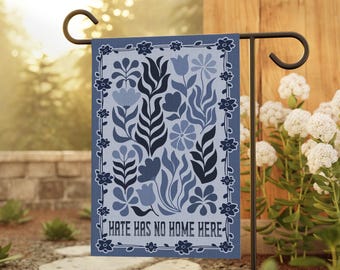 Hate Has No Home Here Garden Flag, LGBTQ Flag, Social Justice Yard Flag, Community Garden House Flag, Pride Gay Home Garden Decor Banner