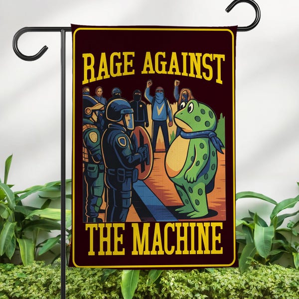 Portland Frog Rage Against The Machine Garden Flag, Anti ICE Yard Sign, Political Activist Gift, Abolish ICE Anti Fascism Protest Flag