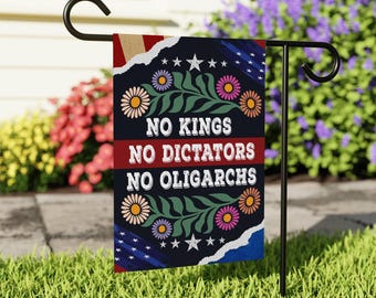 No Kings No Dictators Garden Flag, Anti-Authoritarian Yard Decor, Pro-Democracy Flag, Political Gift, Social Justice Banner, Patriotic Flag