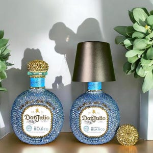 Rhinestoned 750ml Don Julio Tequila Bottle Decor: Mini Lamp or Vase, Bar Decor