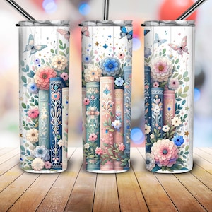 Book Lover Tumbler Wrap, Bookish Tumbler Design, Reading Tumbler PNG, 20oz Skinny Tumbler Sublimation Design, Instant Digital Download