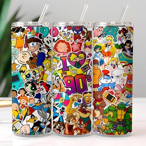 90er 1990er Retro Cartoons Becher | 20 oz Sublimationsdruck | 90er Jahre Nostalgie Becher Design | Sofortiger digitaler Download