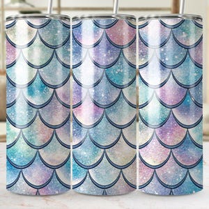 Mermaid Scales Glitter Tumbler Wrap: Sublimation Design (Digital Download)