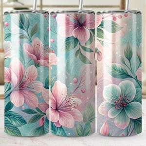 Watercolor Floral Tumbler Wrap: Seamless Flower Design (Digital Download)