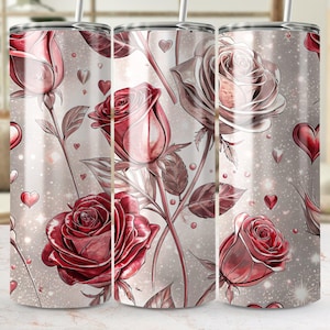 Rose Tumbler Wrap: romantisches Herzchen Design (Digitaler Download)